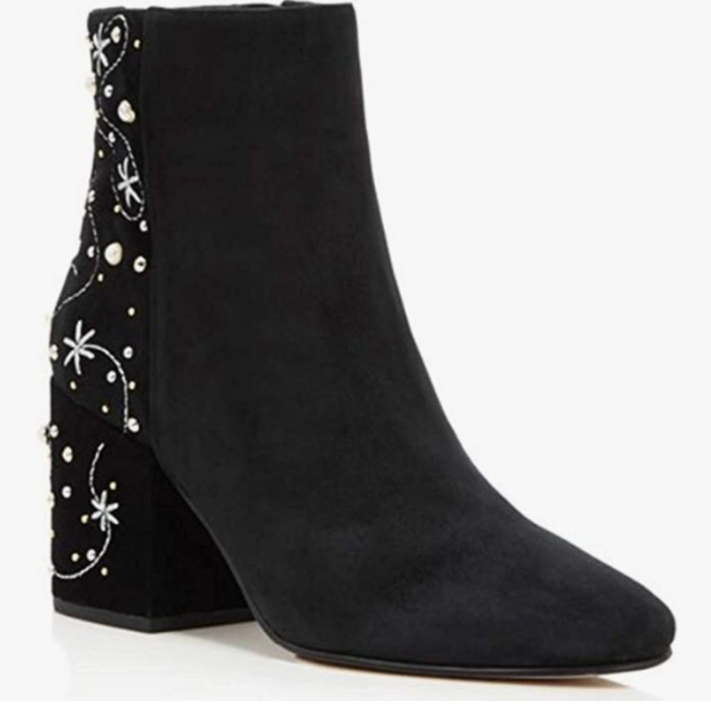 Sam Edelman Embroidered Faux Pearl Suede Boot